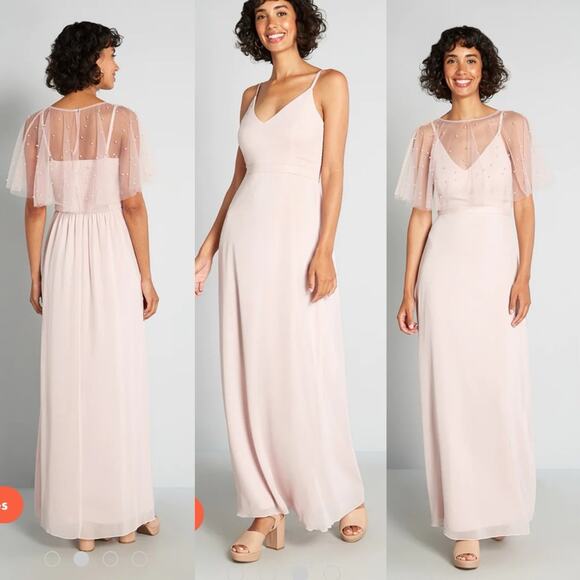 Modcloth Cape Fairy Misty Pink Perfection Maxi Dress - Picture 1 of 16